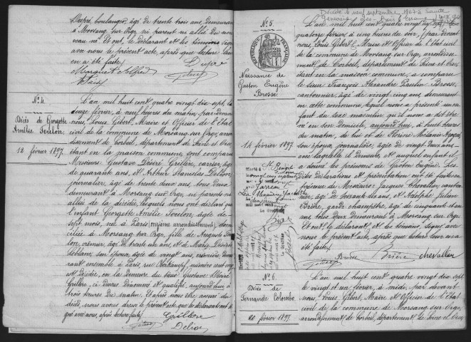MORSANG-SUR-ORGE.- Naissances, mariages, décès : registre d'état civil (1897-1900). 