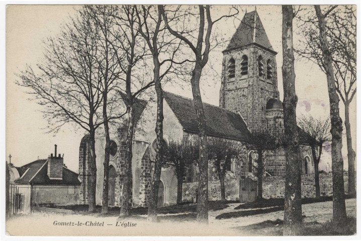 GOMETZ-LE-CHATEL. L'église. Librairie Nouvelle (1925), 6 lignes. 