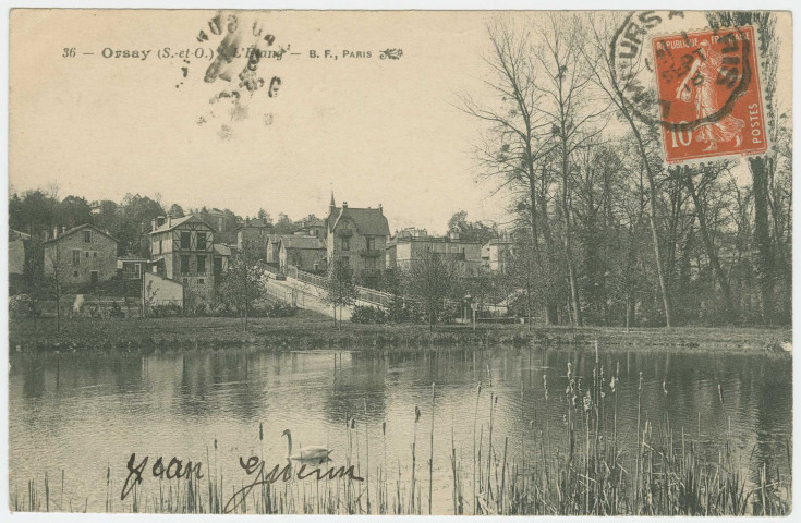 ORSAY. - L'étang. Edition BF, 1918, 1 timbre à 10 centimes. 