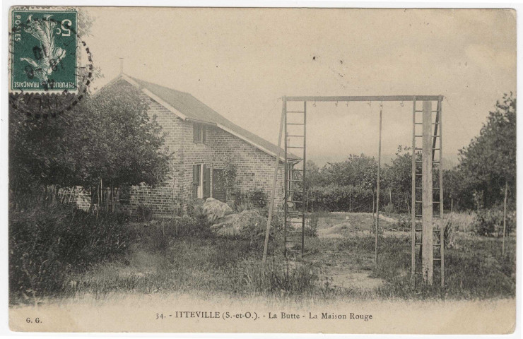ITTEVILLE. - La butte. La Maison-Rouge. GG (1910), 2 lignes, 5 c, ad. 