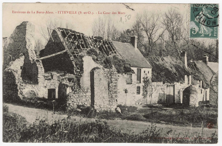 ITTEVILLE. - Les Murs, la cour. Chemin-Demigny (1908), 11 lignes, 5 c, ad. 
