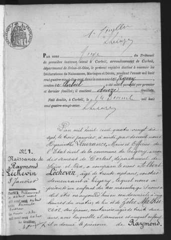 TIGERY.- Naissances, mariages, décès : registre d'état civil (1897-1904). 