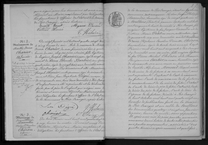 RIS-ORANGIS. Naissances, mariages, décès : registre d'état civil (1883-1886). 