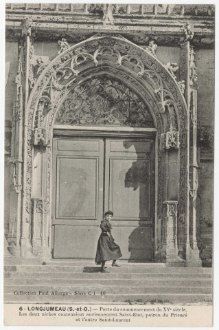 LONGJUMEAU. - Eglise, porte du commencement du XVe siècle. Edition Seine-et-Oise artistique et pittoresque, collection Paul Allorge. 