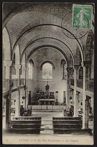 Athis-Mons.- Notre-Dame des retraites :intérieur de la chapelle (1907-1920]. 