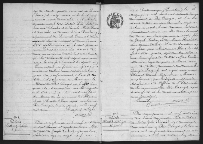 RIS-ORANGIS.- Naissances, mariages, décès : registre d'état civil (1902). 