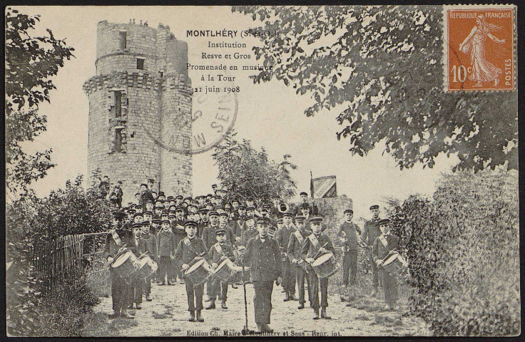 Montlhéry.- Institution Resve et Gros : Promenade en musique à la tour (21 juin 1908). 
