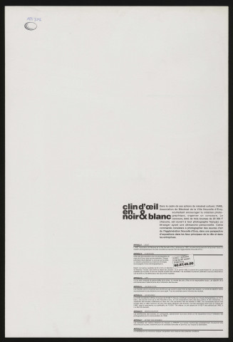 EVRY. - Clin d'oeil en noir et blanc : trois bourses pour photographier les oeuvres d'art de l'agglomération d'Evry, [1992]. 