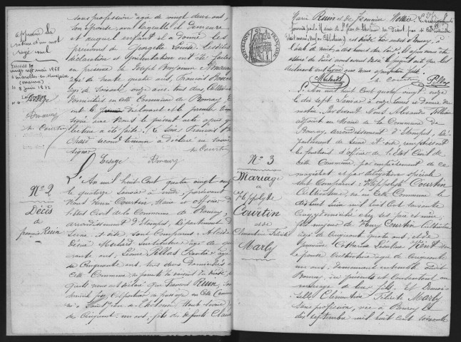BOURAY-SUR-JUINE.- Naissances, mariages, décès : registre d'état civil (1891-1898). 