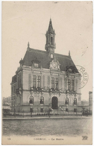 CORBEIL-ESSONNES. - La mairie, ND, 1920, 9 lignes, 25 c, ad. 