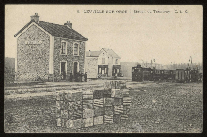 LEUVILLE-SUR-ORGE. - Station du tramway. Editeur C. L. C., 1906, timbre à 10 centimes. 