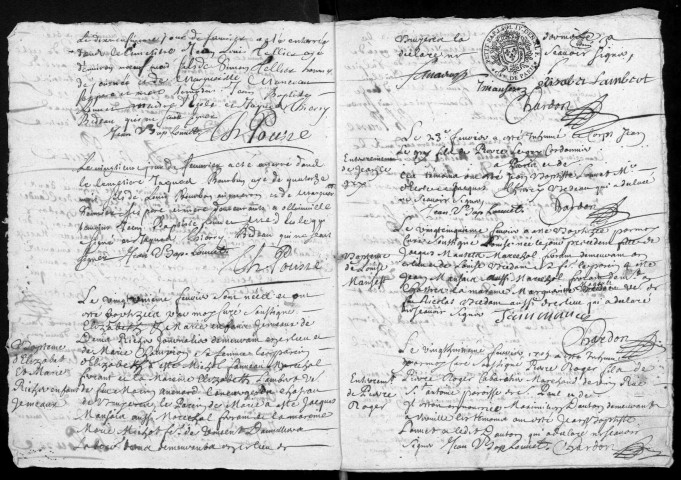 BRUYERES-LE-CHATEL. - Registre parossial : registre des baptêmes, mariages et sépultures (1705-1716). 