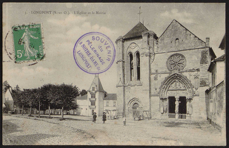 LONGPONT-SUR-ORGE.- L'église et la mairie [1907-1910].