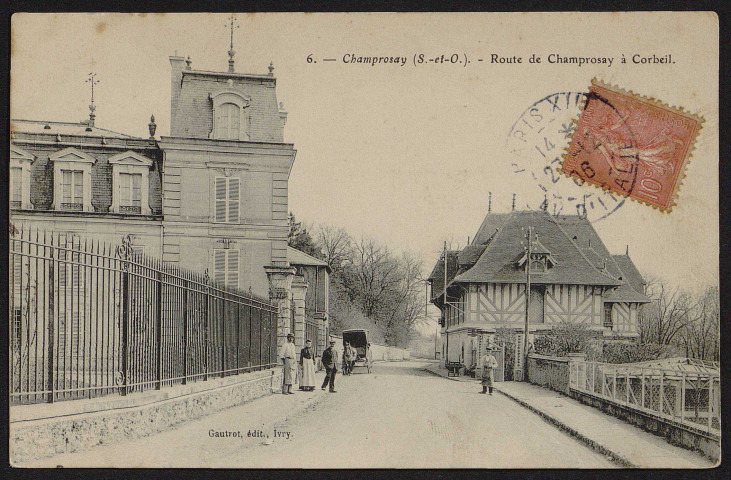 Draveil.- Champrosay. Route de Champrosay à Corbeil (27 décembre 1906). 