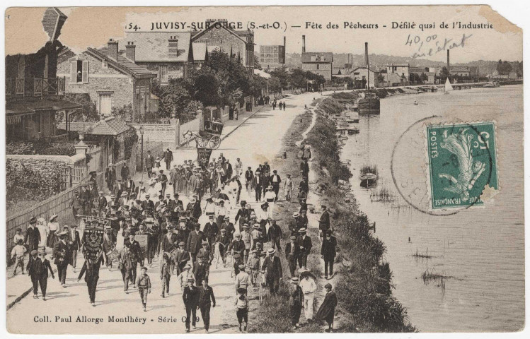 JUVISY-SUR-ORGE. - Fête des pêcheurs. Défilé quai de l'industrie. Paul Allorge, 3 mots, 5 c, ad. 