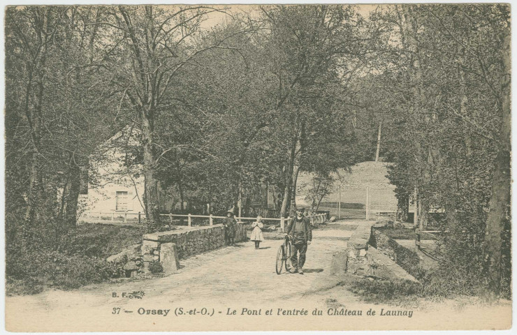ORSAY. - Le pont et l'entrée du château de Launay. Edition BF, 1935, 1 timbre à 15 centimes. 