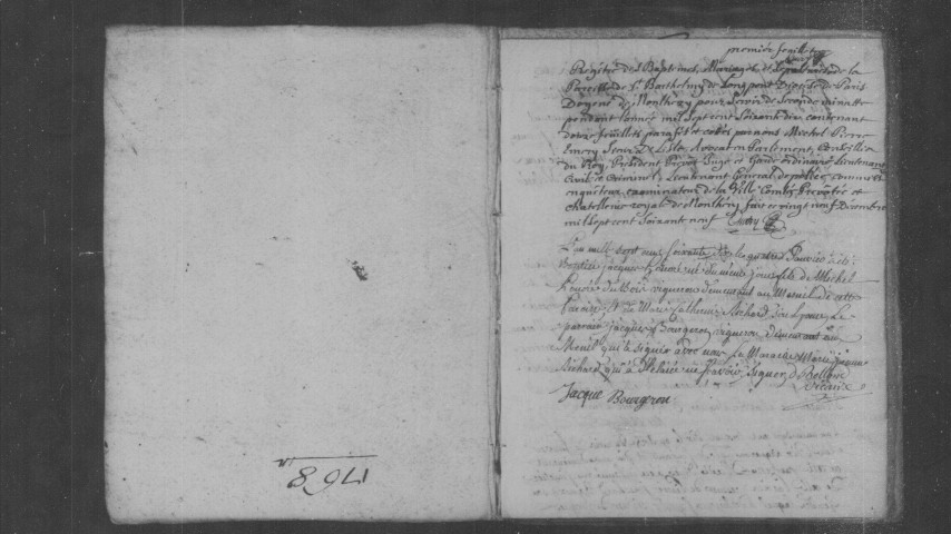 LONGPONT-SUR-ORGE. Paroisse Saint-Barthélémy : Baptêmes, mariages, sépultures : registre paroissial (1759-1770). 