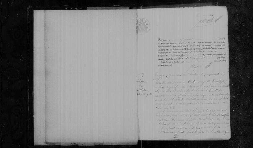 ATHIS-MONS. Commune d'Athis Mons. - Naissances, mariages, décès : registre d'état civil (1850-1859). 