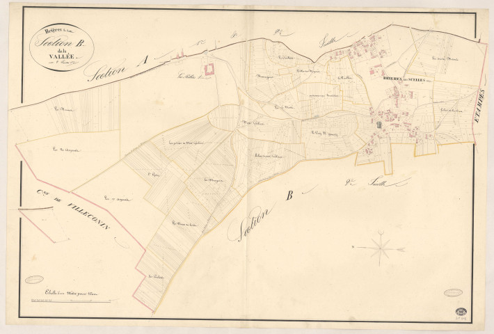 BRIERES-LES-SCELLES. - Section B : Village (le), 1ère feuille. 