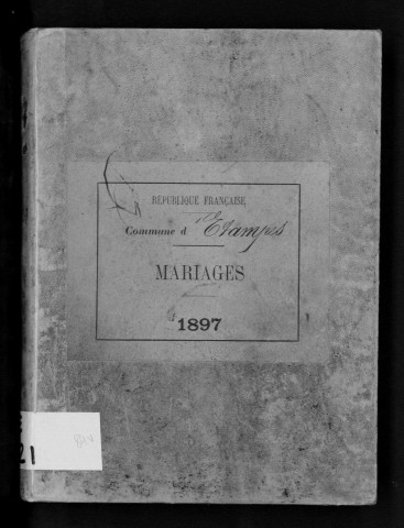 ETAMPES. Mariages : registre d'état civil (1897). 
