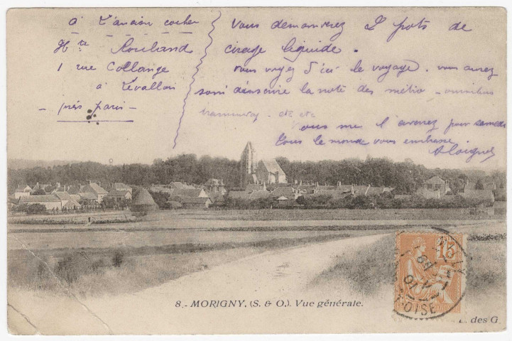 MORIGNY-CHAMPIGNY. - Vue générale du bourg [Editeur L des G, 1904, timbre à 15 centimes]. 