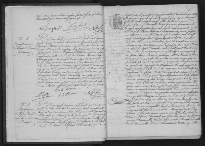 GRIGNY. Naissances, mariages, décès : registre d'état civil (1857-1870). 