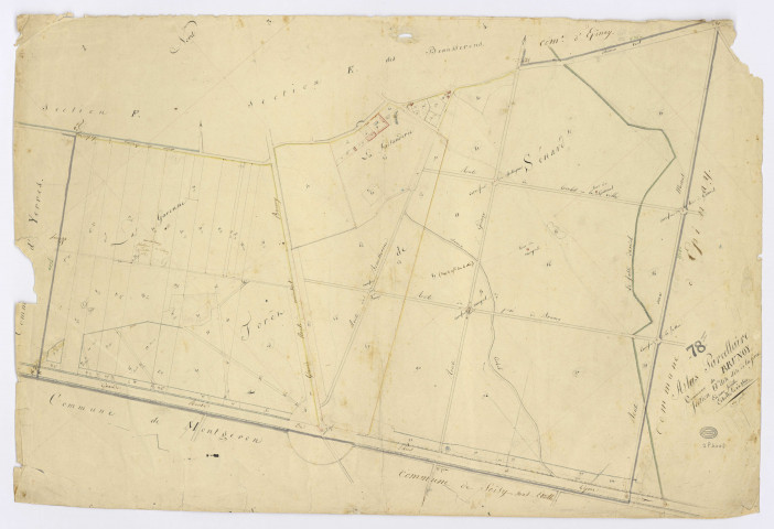 BRUNOY. - Section G - Forêt (la), ech. 1/2500, coul., aquarelle, papier, 65x94 (1810). 