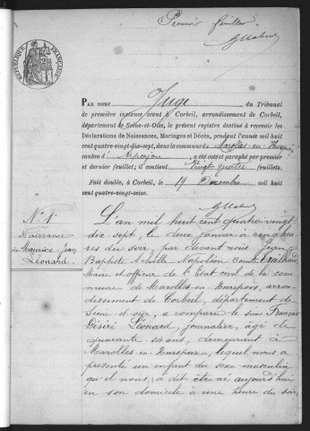 MAROLLES-EN-HUREPOIX.- Naissances, mariages, décès : registre d'état civil (1897-1904). 