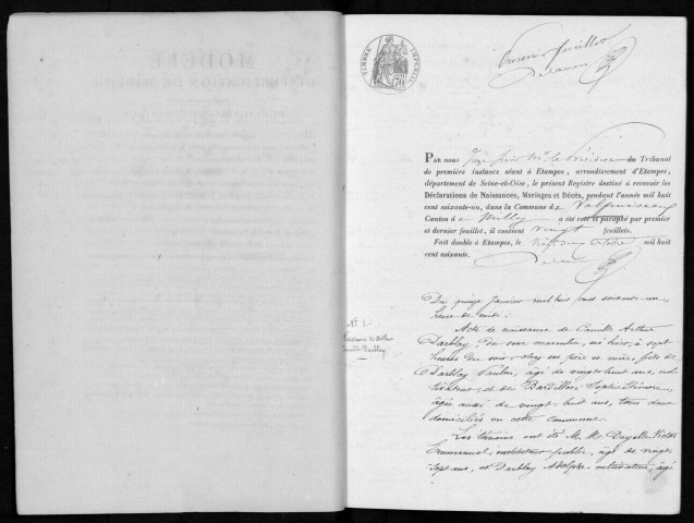 VALPUISEAUX. Naissances, mariages, décès : registre d'état civil (1861-1875). 