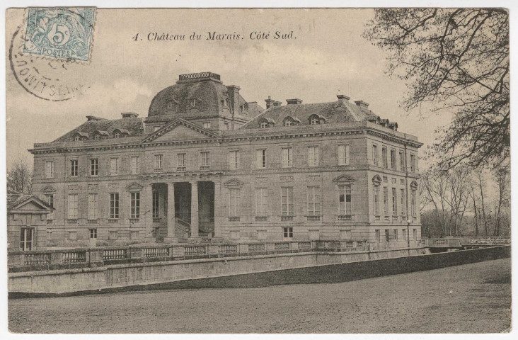 LE VAL-SAINT-GERMAIN. - Château du Marais, côté sud [1908, timbre à 5 centimes]. 