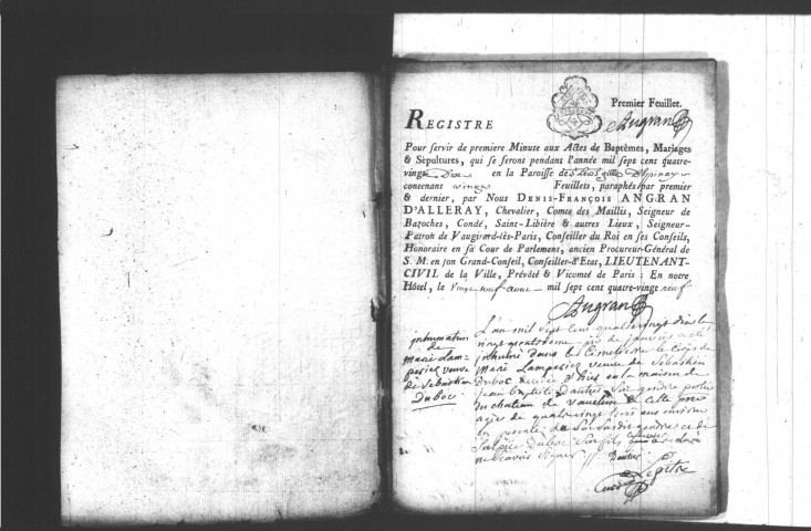 EPINAY-SUR-ORGE. Naissances, mariages, décès : registre d'état civil (1790-an IV). [Lacunes : N.M.D. (1790-1791)]. 