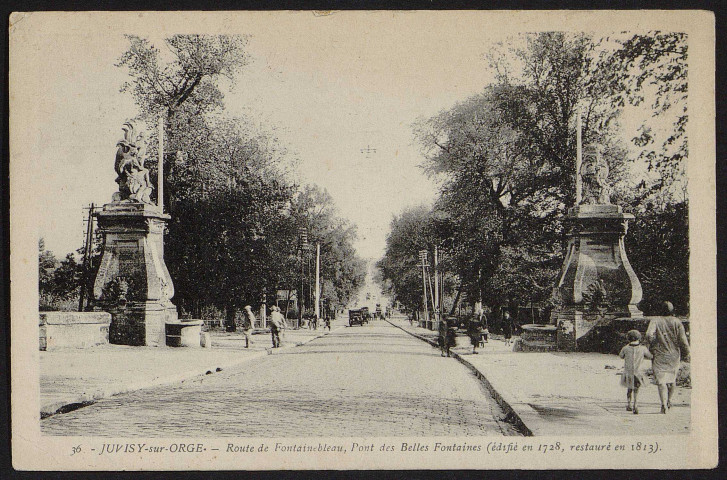 JUVISY-SUR-ORGE.- Route de Fontainebleau. Pont des Belles Fontaines, 1933.