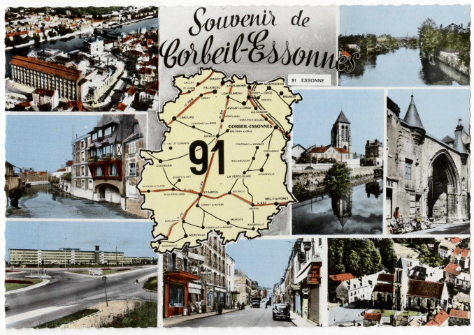 CORBEIL-ESSONNES. - Souvenir de Corbeil-Essonnes, vues diverses, Cim, couleur. 