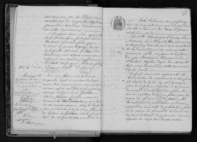 JUVISY-SUR-ORGE. Naissances, mariages, décès : registre d'état civil (1857-1864). 