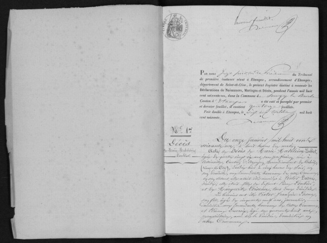 SOUZY-LA-BRICHE. Naissances, mariages, décès : registre d'état civil (1861-1875). 