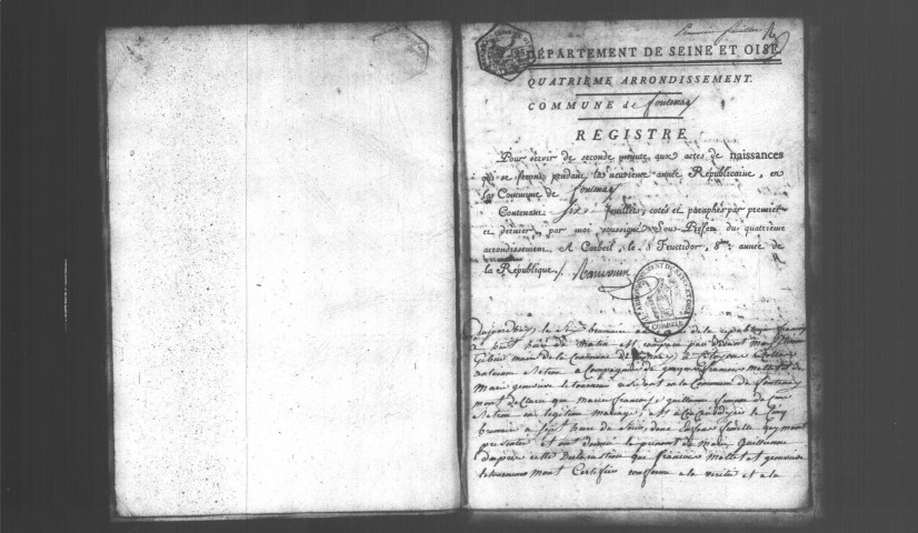 FONTENAY-LE-VICOMTE. Naissances, mariages, décès : registre d'état civil (an IX-1813). 