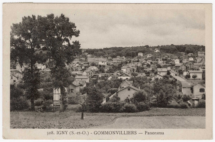 IGNY. - Gommonvilliers. Panorama. Baslé (1952), 4 mots, 2 lignes, 12 f, ad. 
