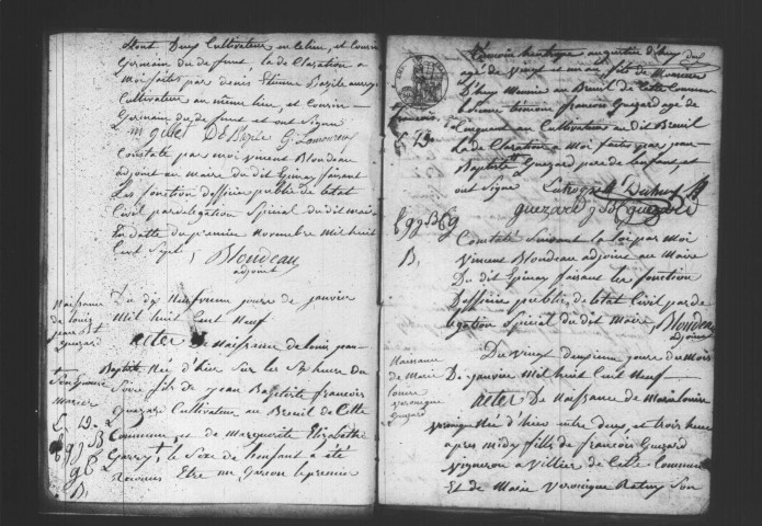 EPINAY-SUR-ORGE. Naissances, mariages, décès : registre d'état civil (1809-1817). 