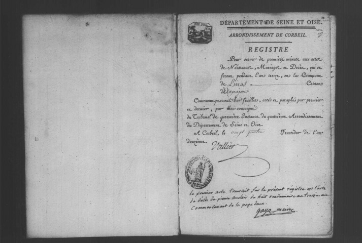 LINAS. Naissances, mariages, décès : registre d'état civil (1804-1810). 