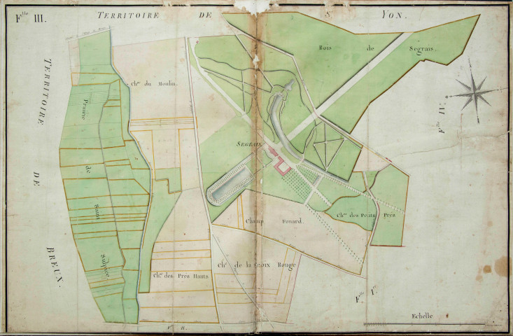 SAINT-SULPICE-DE-FAVIERES. Plan terrier comprenant 8 planches (XVIIIe siècle). 