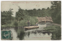 CERNY. - L'Essonne. Le pont de Presles, Chemin-Demigny, 1912, 2 mots, 5 c, ad., coloriée. 