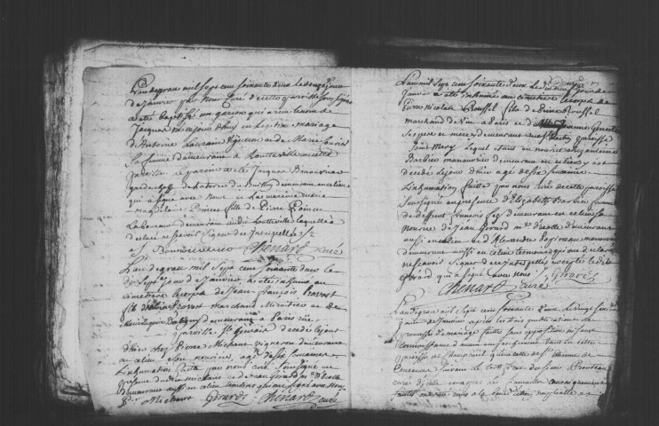 CHAMPCUEIL. Paroisse Notre-Dame : Baptêmes, mariages, sépultures : registre paroissial (1737-1762). 