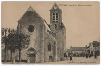 ITTEVILLE. - L'église et la place. Chemin-Demigny. 