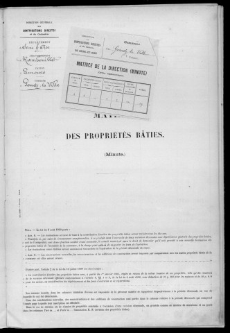 GOMETZ-LA-VILLE. - Matrice des propriétés bâties [cadastre rénové en 1944]. 