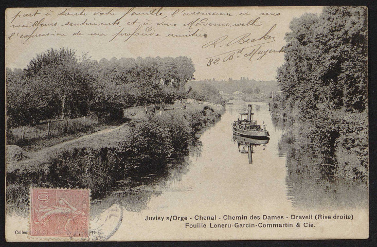 JUVISY-SUR-ORGE.- Chenal et chemin des Dames : fouilles Leneru-Garcin-Commartin et Cie (9 août 1905).
