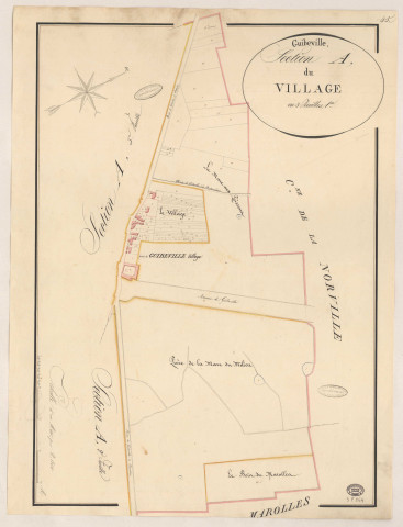 GUIBEVILLE. - Section A : Village (le), 1ère feuille. 