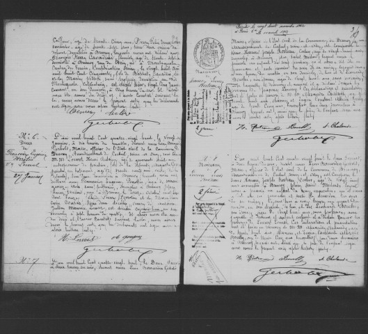 BRUNOY. Naissances, mariages, décès : registre d'état civil (1888-1892). 