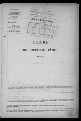 FERTE-ALAIS (LA). - Matrice des propriétés bâties [cadastre rénové en 1957]. 