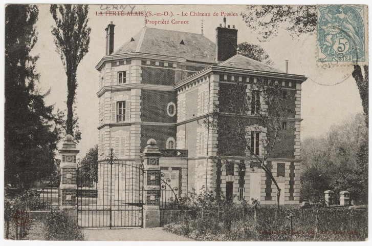 CERNY. - Château de Presles. Propriété Carnot, 1905, 1 mot, 5 c, ad. 