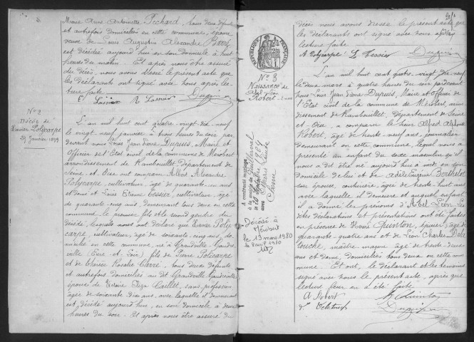 MEROBERT. - Naissances, mariages, décès : registre d'état civil. 